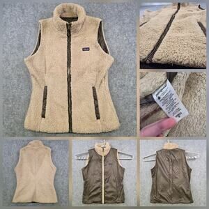 Patagonia Vest Womens Medium Los Lobos Sherpa Fleece Reversible Full Zip Jacket